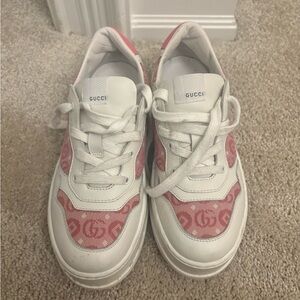 Gucci Kids White and Red Sneakers